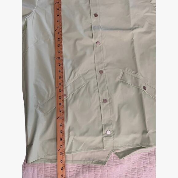 RAINS Unisex Waterproof Rain Jacket With Hood in Mineral color in Size XL NWT - Picture 6 of 11